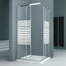 SoGood Eckeinstieg Duschkabine mit Schiebetür 75 x 75 cm transparent 6mm ESG Glas Rav16MS