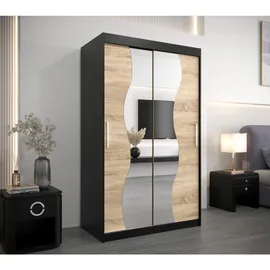 abiks möbel Schwebetürenschrank MADRYT 120 x 200 x 62 cm Schwarz