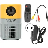 Mini-1080p-HD-Projektor, Kino-Sound, tragbar, Doppellüfterkühlung, für DVDs, 100–240 V, gelb/grau, EU-Stecker
