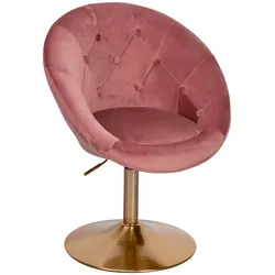 KADIMA DESIGN Loungesessel Samt Rosa / Gold Design Drehstuhl, Clubsessel Polsterstuhl mit Rückenlehne, Drehsessel Cocktailsessel Lounge, Sessel mit