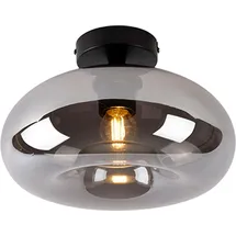 QAZQA - Art Deco Deckenleuchte schwarz mit Rauchglas - Busa
