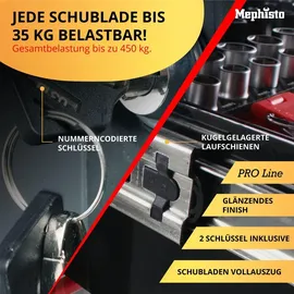 Mephisto Werkzeugwagen Stahl schwarz 12 Schubladen bestückt