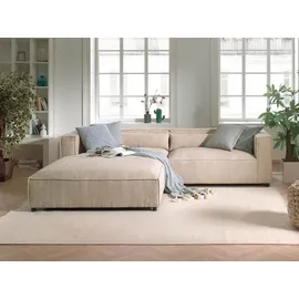 best mobilier Lisa Design Ela Ecksofa links, aus Cordsamt, zeitgenössischer Stil - Beige