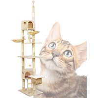 Kratzbaum Katzenkratzbaum Katzen deckenhoch beige Sisal Kletterbaum XXL