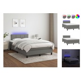 vidaXL Boxspringbett mit Matratze LED Dunkelgrau 120x200 cm Stoff