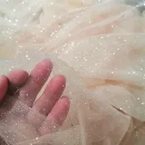 50cm x 150cm Soft Glitzer Tüllstoff Netzstoff zum Nähen, Bling Tüll Mash Stoffe Dekostoff für DIY Basteln Bekleidung Tüllrock Hochzeitskleid Schleier Vorhänge Tischdecken Hochzeit Party Deko,Sekt
