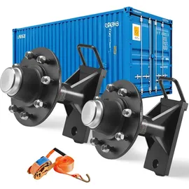 Vevor Versandcontainer-Räder, 8-Loch-Rad-Set, robuste Versandcontainer-Achse mit Ratschen-Zurrgurt, bewegt sich 6 m bis 12 m, sicherer Transport f...