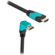 DeLock HDMI-Kabel 3 m Stecker gerade zu 90° unten gewinkelt Blau/Schwarz/Türkis