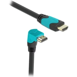 DeLock HDMI-Kabel 3 m Stecker gerade zu 90° unten gewinkelt Blau/Schwarz/Türkis