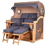 Mr. Deko bene,iving Strandkorb Komplettset Königssee Teak Bullauge PE grau Modell 582