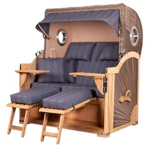 Mr. Deko bene,iving Strandkorb Komplettset Königssee Teak Bullauge PE grau Modell 582