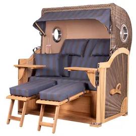 Mr. Deko bene,iving Strandkorb Komplettset Königssee Teak Bullauge PE grau Modell 582