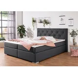 Home Affaire Boxbett HOME AFFAIRE "Tynan", grau (anthrazit), B:194cm L:210cm, Komplettbetten, Boxspringbett, wahlweise mit Bettkasten, in H2, H3 & H4 erhältilich