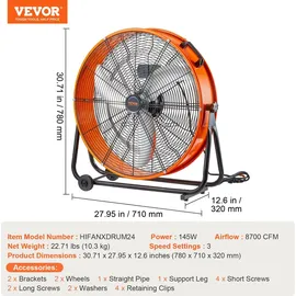 Vevor 61 cm Bodenventilator Orange