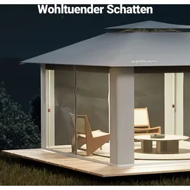 Wiltec Faltpavillon 4 x 4 m inkl. Moskitonetz Hellgrau