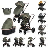 Lorelli Kombikinderwagen Boston 2 in 1 Sportsitz Babywanne Mückennetz bis 22 kg grün