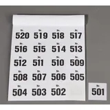 WOLF & APPENZELLER Klebenummern verschiedene Zahlen, schwarz 20,0 x 24,0 mm, 100 Etiketten