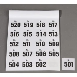 WOLF & APPENZELLER Klebenummern verschiedene Zahlen, schwarz 20,0 x 24,0 mm, 100 Etiketten