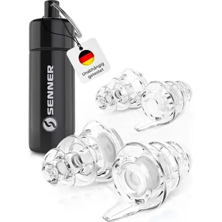 Senner MusicPro - Ohrstöpsel Konzert, Festival, Musik und Party - Gehörschutz für Musiker, mit Schlüsselanhänger - Hi-Fi Gehörschutzstöpsel Earplugs | SNR 20 dB, clear/transparent