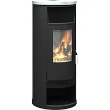 Viessmann Momo Wasser+ Kaminofen Glas Schwarz/Abdeckplatte Speckstein