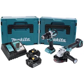 Makita DGA 504 inkl. 2 x 5,0 Ah + Ladegerät + 2 x Makpac