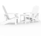 vidaXL Adirondack-Gartenstühle mit Tisch HDPE Weiß