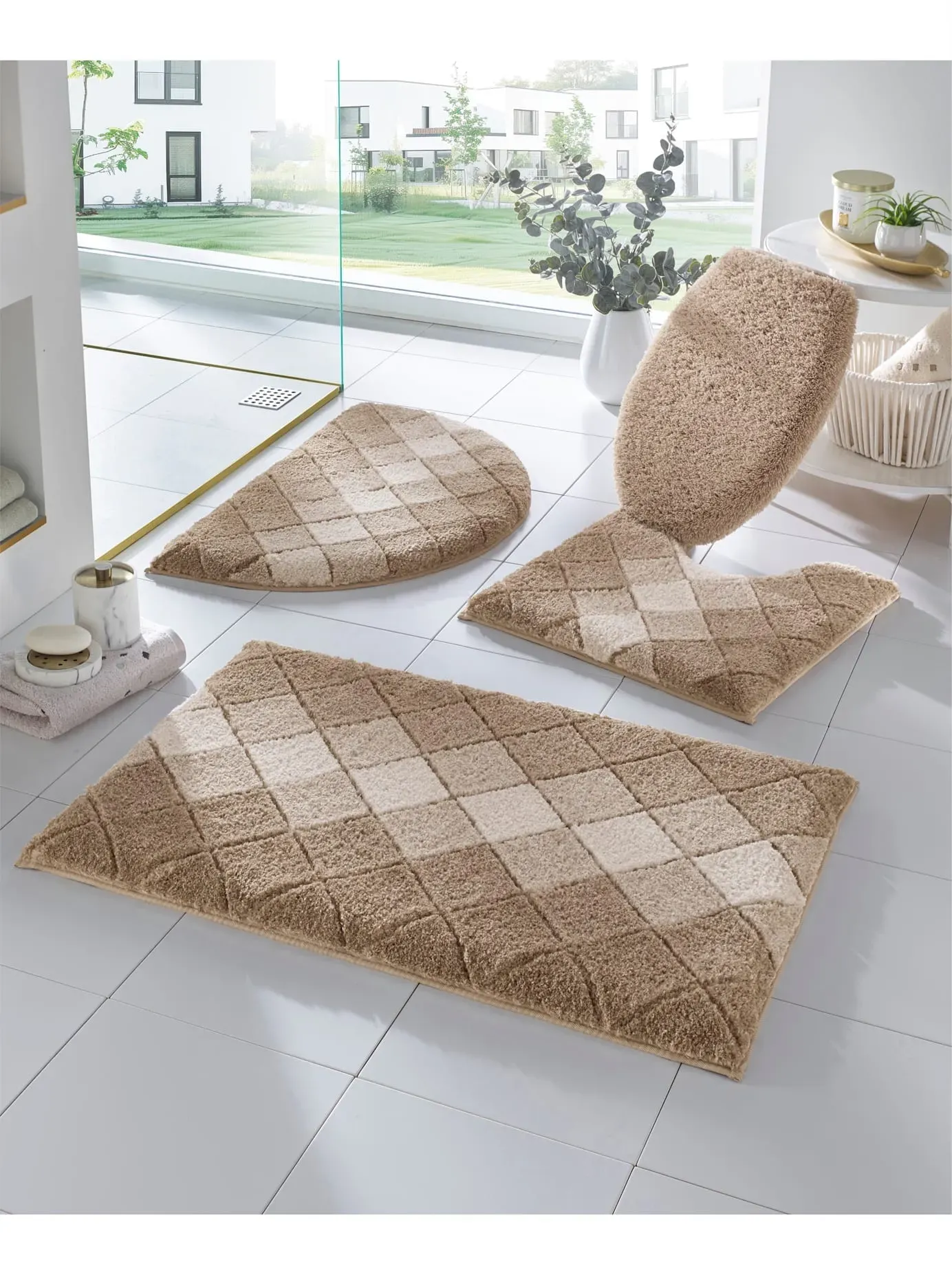 Badematte HAGEMANN Gr. 8, beige, WC-Deckelbezug (47cm x 50cm), 1 Stk., Badematten, Badematte