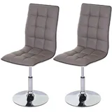 Mendler 2er-Set Esszimmerstuhl HWC-C41, Stuhl Küchenstuhl, höhenverstellbar drehbar, Kunstleder - taupe-grau