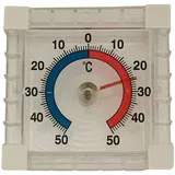 Iloda® Fensterthermometer selbstklebend, transparent und analog ca. 7,5x7,5cm aus Kunststoff, Außenthermometer für Fenster, Thermometer Außen