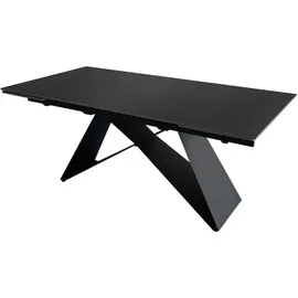 möbelliebling Esstisch Keramik grau 180(220) x 90 ausziehbar Butterfly-Gestell schwarz MIA