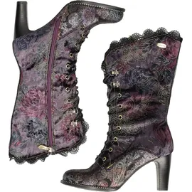 LAURA VITA Damen Stiefel florales Muster Spitze und Metallic Glanz Alcbaneo 351, Größe:40 EU, Farbe:Violett - Violett - 40