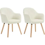 Woltu Esszimmerstuhl, Creme, Textil, Echtholz, Säule, 55.5x83.5x56.5 cm, Esszimmer, Stühle, Esszimmerstühle, Armlehnenstühle