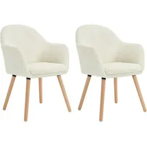 Woltu Esszimmerstuhl, Creme, Textil, Echtholz, Säule, 55.5x83.5x56.5 cm, Esszimmer, Stühle, Esszimmerstühle, Armlehnenstühle