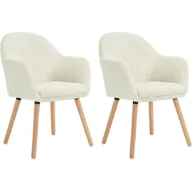 Woltu Esszimmerstuhl, Creme, Textil, Echtholz, Säule, 55.5x83.5x56.5 cm, Esszimmer, Stühle, Esszimmerstühle, Armlehnenstühle