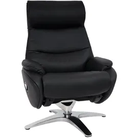 Mendler Relaxsessel HWC-K98 Kunstleder 77 x 110 x 77 cm Schwarz mit Hocker