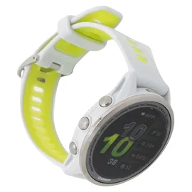 Garmin Forerunner 970 Steinweiss/Titanium Titan mit Silikon-Wechselarmband 22 mm Steinweiss/Transparent Amp Yellow