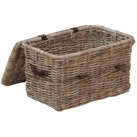 Hofmann Living And More Organizer Truhe Kubu-Rattankorb Aufbewahrungskorb zum Aufklappen 60 x 40 x 38 cm braun