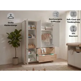 Arthur Berndt Babyzimmer, Eiche Artisan, Weiß, Holzwerkstoff, 4 Fächer, 4 Schubladen, 1x1x1 cm, Blauer Engel, Hergestellt in Deutschland, Babymöbel, Babyzimmer-Sets