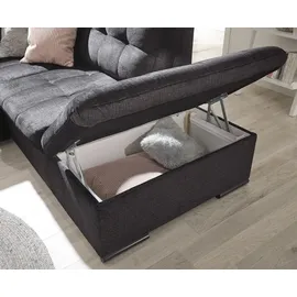 Stella Trading Estrella Ecksofa 283 x 217 cm, mit Schlaffunktion und Bettkasten Schwarz, - Schwarz