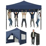 Aoxun Faltpavillon 3x3 wasserdicht stabil mit 4 Sandsäcke, Pop Up Pavillon Gartenpavillon Partyzelt faltbar Pavillion klappbar Anti-UV Inkl. Tasche mit Rollen für Garten, Innenhof,Hochzeiten, Blau
