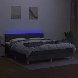 vidaXL Boxspringbett mit Matratze & LED Dunkelgrau 180x200 cm Stoff