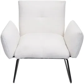 Mendler Lounge-Sessel HWC-K34 Bouclé 87 x 79 x 70 cm Weiß mit Rollen