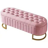 OKWISH Polsterbett Bettbank Sitzbank (Stauraum-Schlafkoffer und Fußbank, gepolsterte Fußbank mit Stauraum, Sofabank Bank,120 x 40 cm) rosa 40 cm x 120 cm x 42 cm