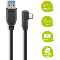 Wentronic Goobay USB 3.0 Kabel USB-A USB-C [Stecker], 90° gewinkelt, 3m (66504)