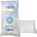 reilo 3x 1kg Jasminduft Luftentfeuchter Granulat, Raumluftentfeuchter im Vliesbeutel, Nachfüllpacks für gängige Entfeuchterboxen, Lufttrockner für Wohnraum, Schlafzimmer, Keller