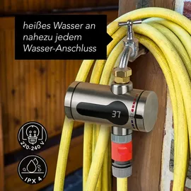 MAXXMEE Edelstahl-Durchlauferhitzer Kompakt Schwarz 3600 W