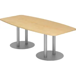 Hammerbacher Konferenztisch T-Serie 220x103/83cmcm Säulenfuß ahorn/silber