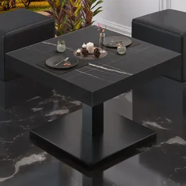 GGM Möbel Bistro Loungetisch Schwarz Marmor 70 x 70 x 41 cm