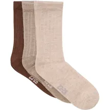 MINYMO Wool Socks Rib 3-Pack 35-38 Beige/Braun