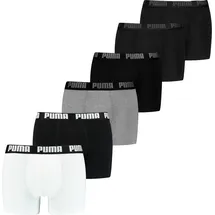 Puma Basic EVERYDAY Herren Boxershorts Unterhose 6er-Pack, schwarz|grau L